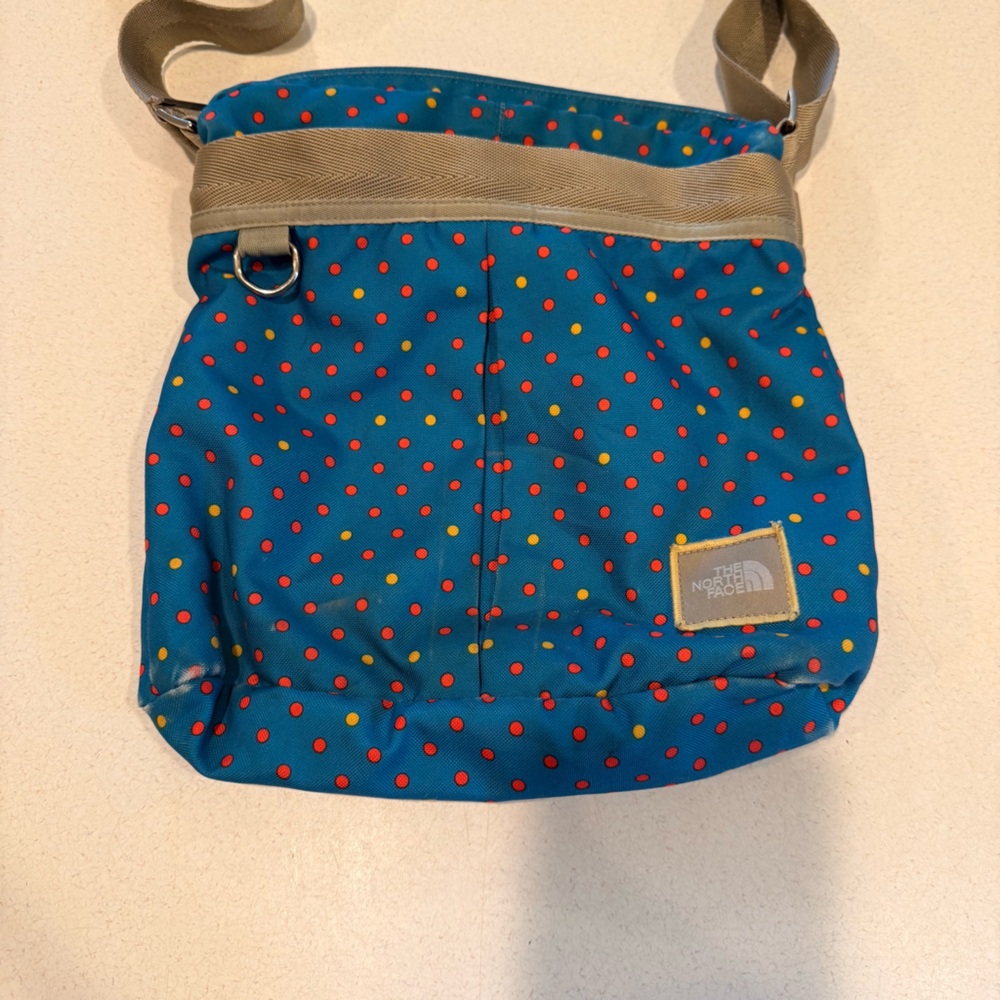 Blue Polka Dot North Face Crossbody Messenger  Bag